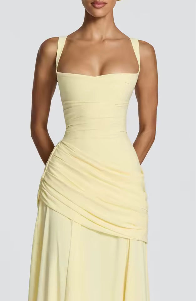 Women's sweetheart cross-strap maxi evening dress