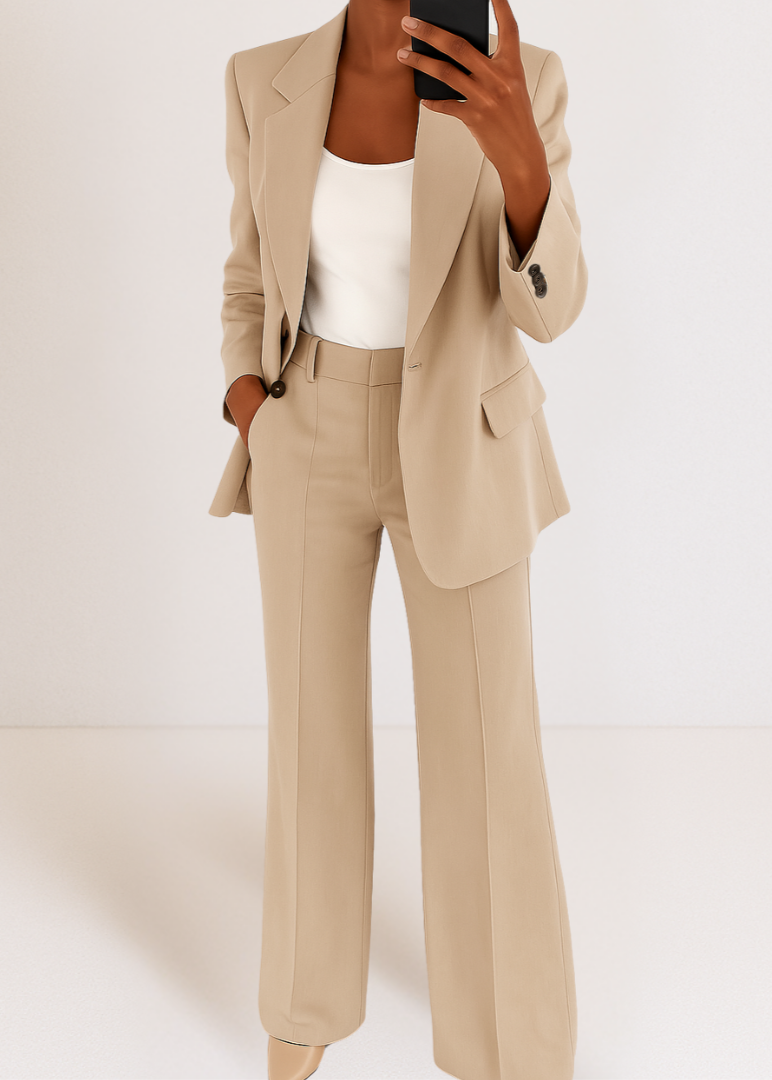 Women's tailored open-front workwear blazer trouser co-ord set