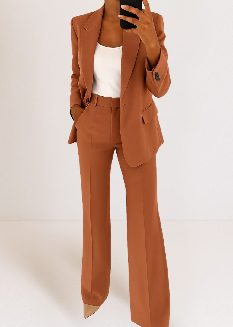 Women's tailored open-front workwear blazer trouser co-ord set