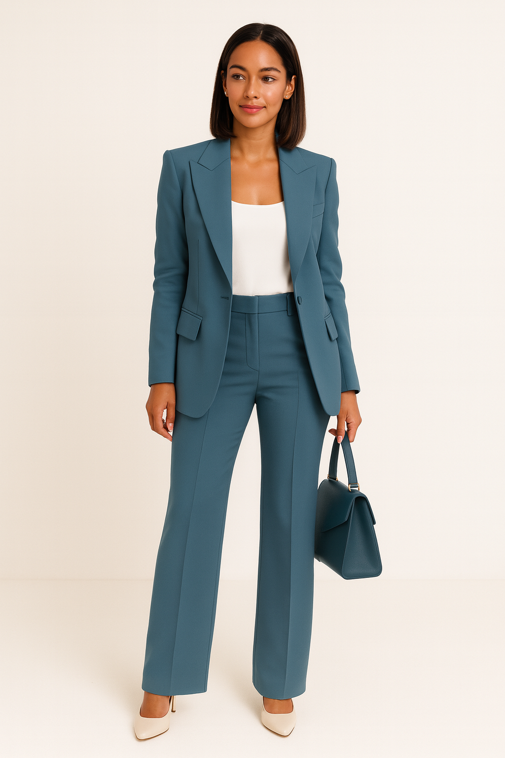 Women's tailored open-front workwear blazer trouser co-ord set