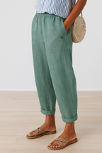Women's tapered cropped summer trousers