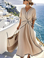 Women's twist-front v-neck maxi vacation dress