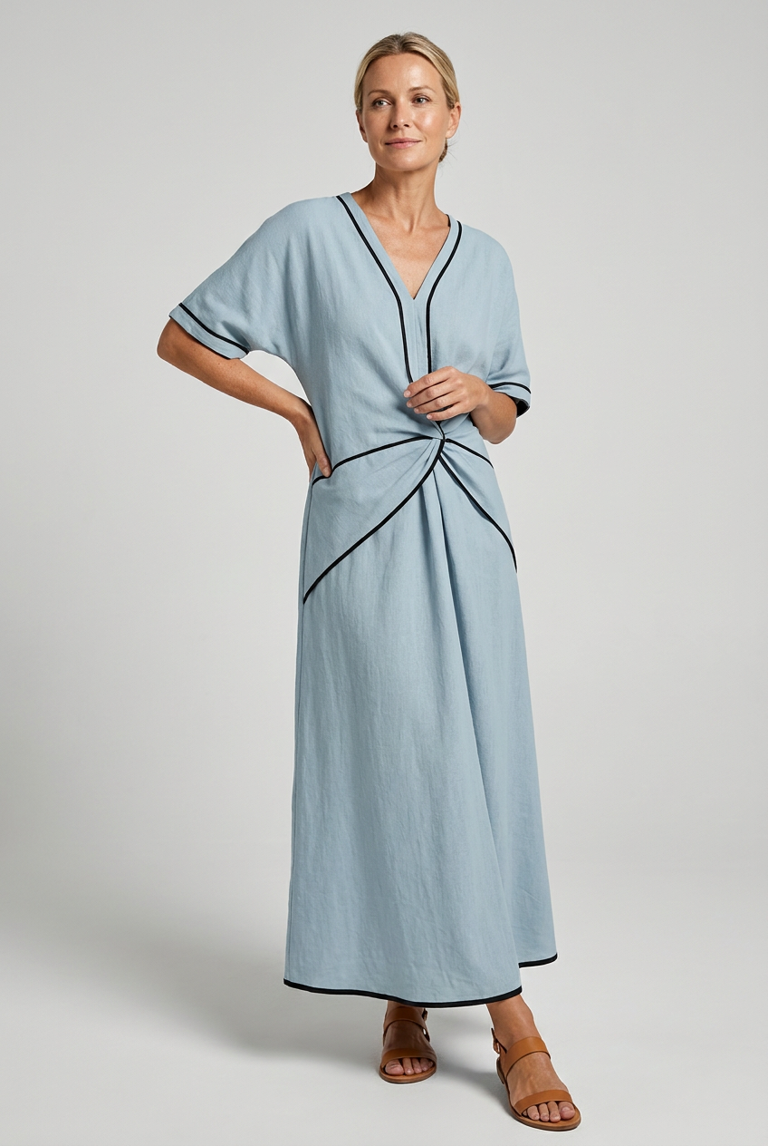 Women's twist-front v-neck maxi vacation dress
