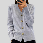 Women's v-neck button-front autumn cardigan