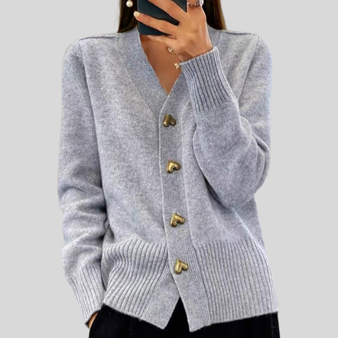 Women's v-neck button-front autumn cardigan