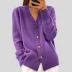 Women's v-neck button-front autumn cardigan