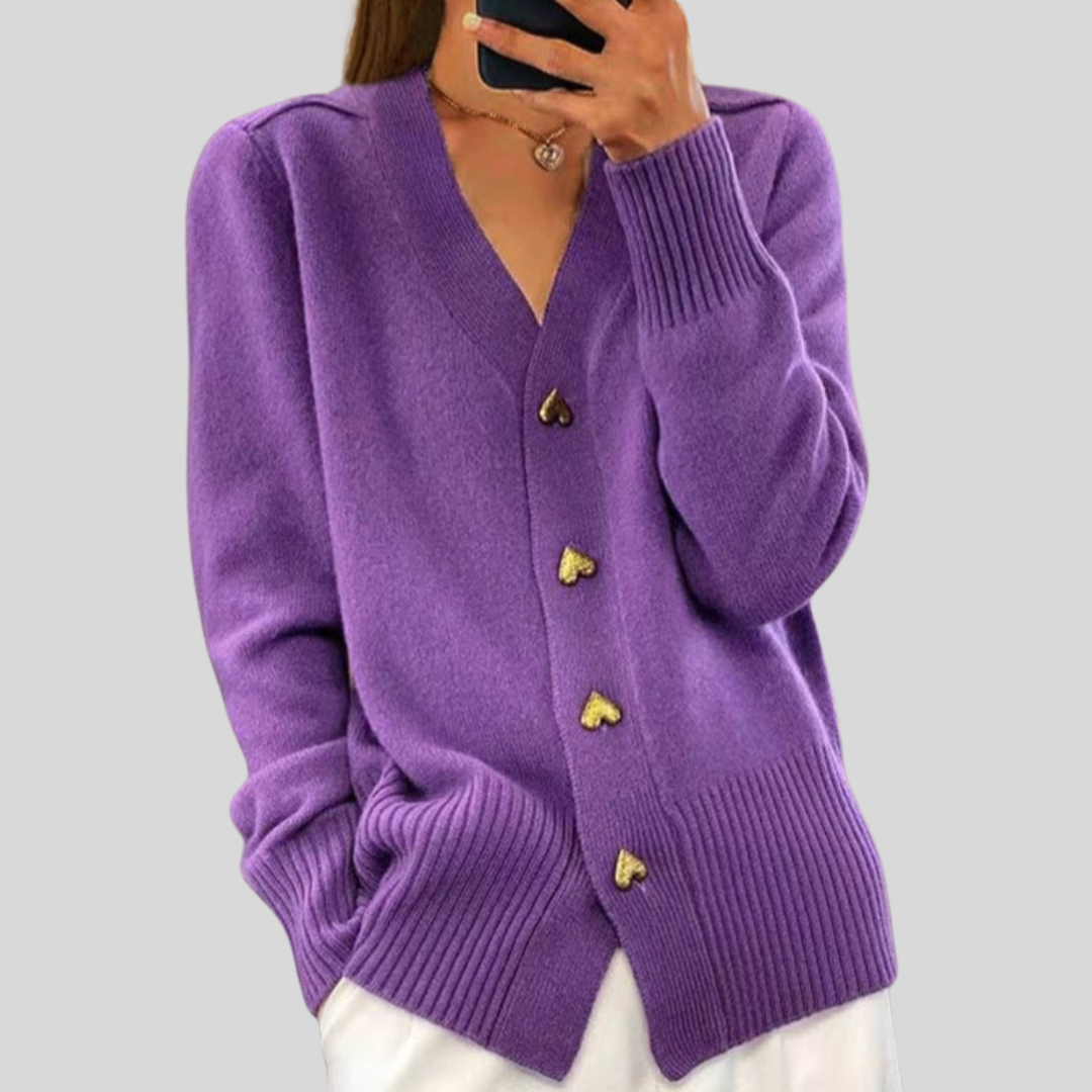 Women's v-neck button-front autumn cardigan