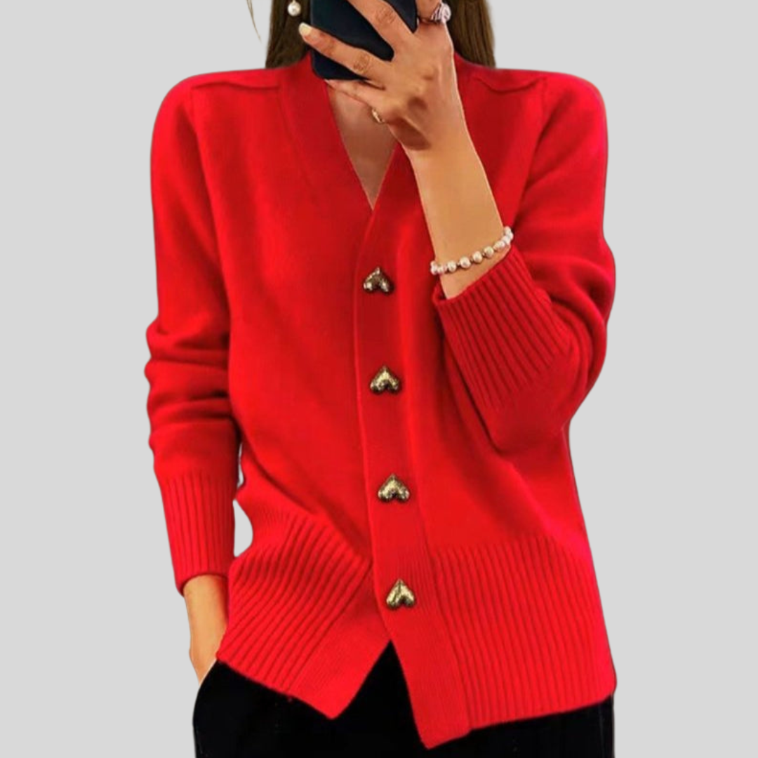 Women's v-neck button-front autumn cardigan
