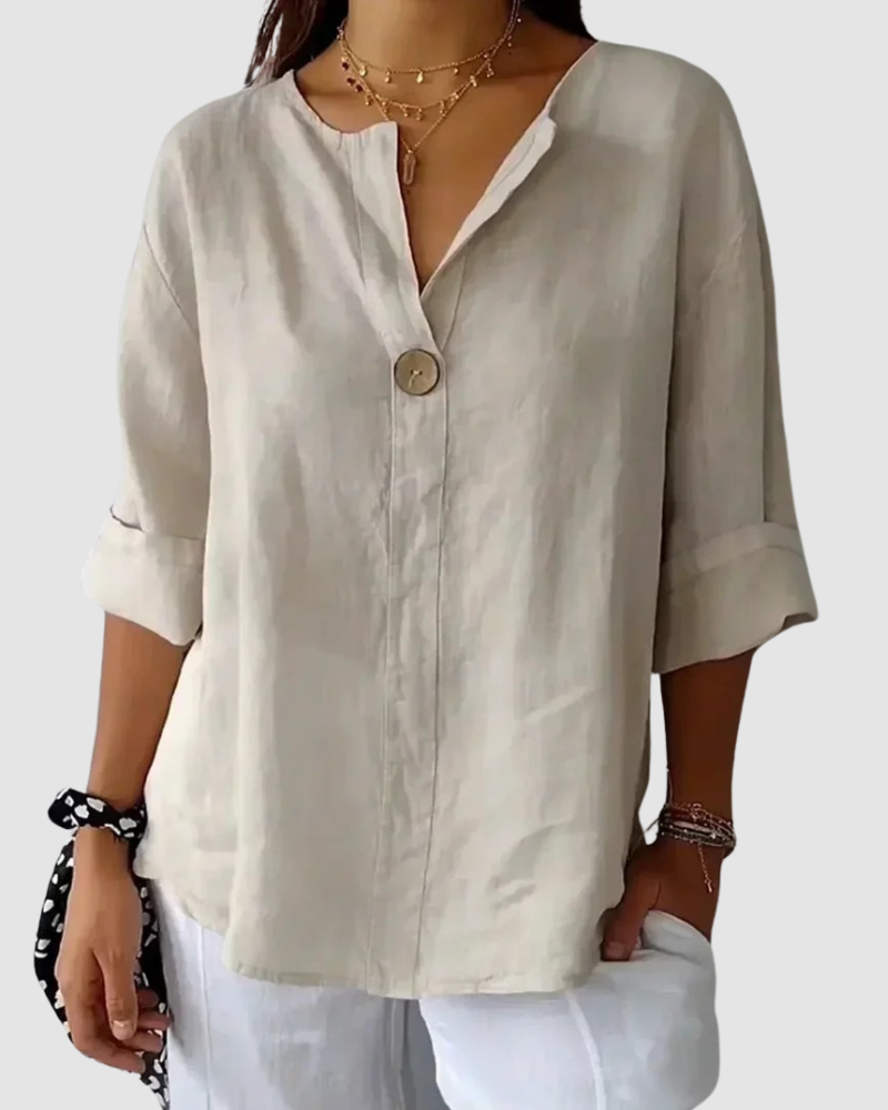 Women's v-neck button-front summer blouse