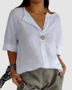 Women's v-neck button-front summer blouse