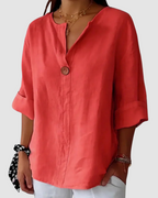 Women's v-neck button-front summer blouse