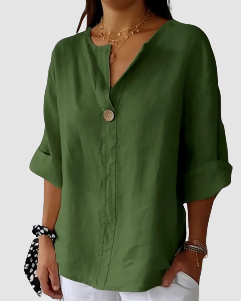 Women's v-neck button-front summer blouse