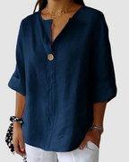 Women's v-neck button-front summer blouse