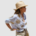 Women's v-neck embroidered vacation blouse