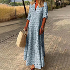 Women's v-neck printed maxi vacation dress