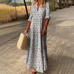 Women's v-neck printed maxi vacation dress