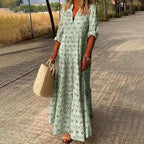 Women's v-neck printed maxi vacation dress