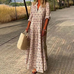Women's v-neck printed maxi vacation dress