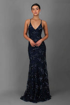 Women's v-neck sequin evening dress