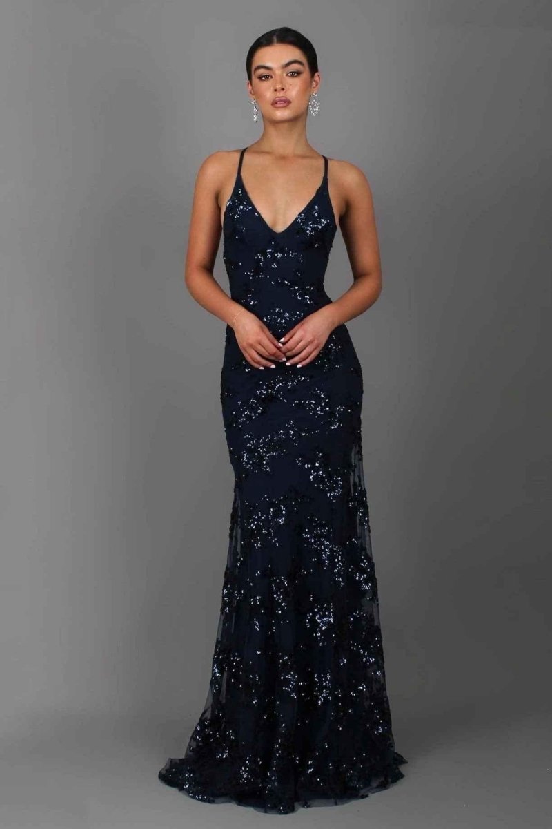 Women's v-neck sequin evening dress
