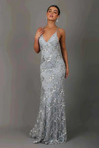 Women's v-neck sequin evening dress