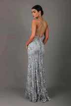 Women's v-neck sequin evening dress