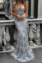 Women's v-neck sequin evening dress