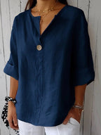 Women's v-neck three-quarter sleeve summer blouse