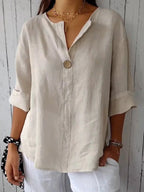 Women's v-neck three-quarter sleeve summer blouse