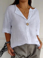 Women's v-neck three-quarter sleeve summer blouse