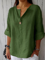Women's v-neck three-quarter sleeve summer blouse