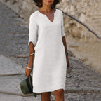 Women's v-neck three-quarter sleeve summer dress
