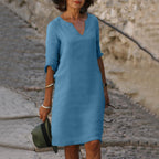 Women's v-neck three-quarter sleeve summer dress