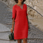 Women's v-neck three-quarter sleeve summer dress