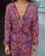 Women's v-neck twist-front midi dress