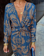 Women's v-neck twist-front midi dress