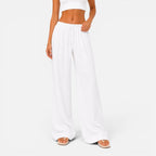 Women's wide-leg drawstring summer trousers