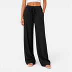 Women's wide-leg drawstring summer trousers