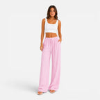 Women's wide-leg drawstring summer trousers