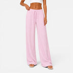 Women's wide-leg drawstring summer trousers