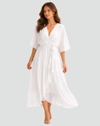 Women's wrap midi wedding guest dress