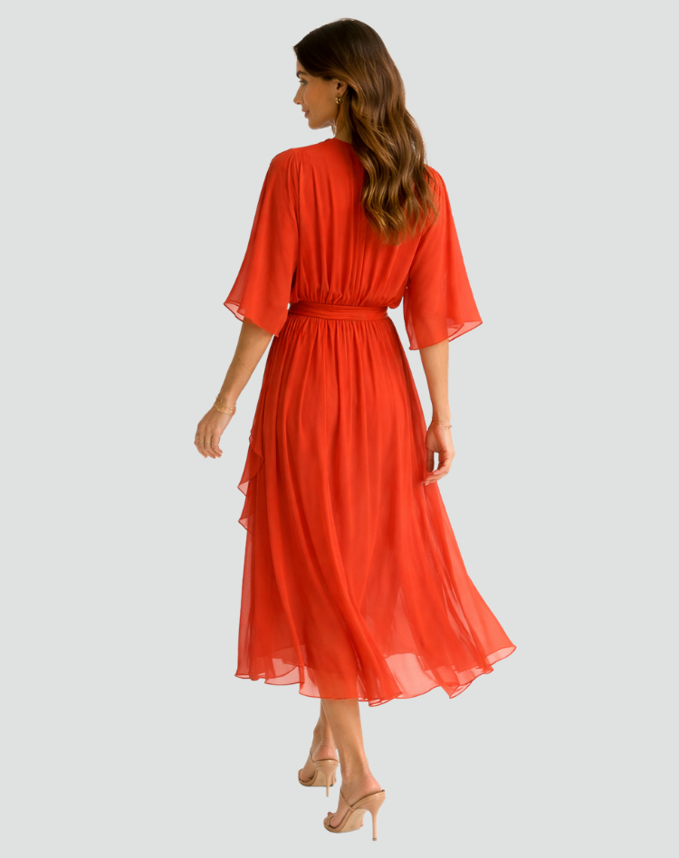 Women's wrap midi wedding guest dress