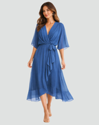Women's wrap midi wedding guest dress