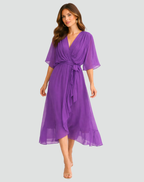Women's wrap midi wedding guest dress