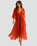 Women's wrap midi wedding guest dress