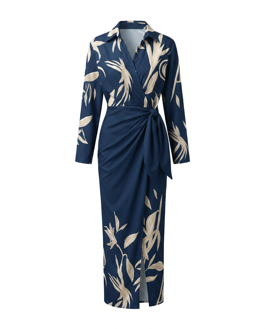 Women's wrap v-neck maxi vacation dress