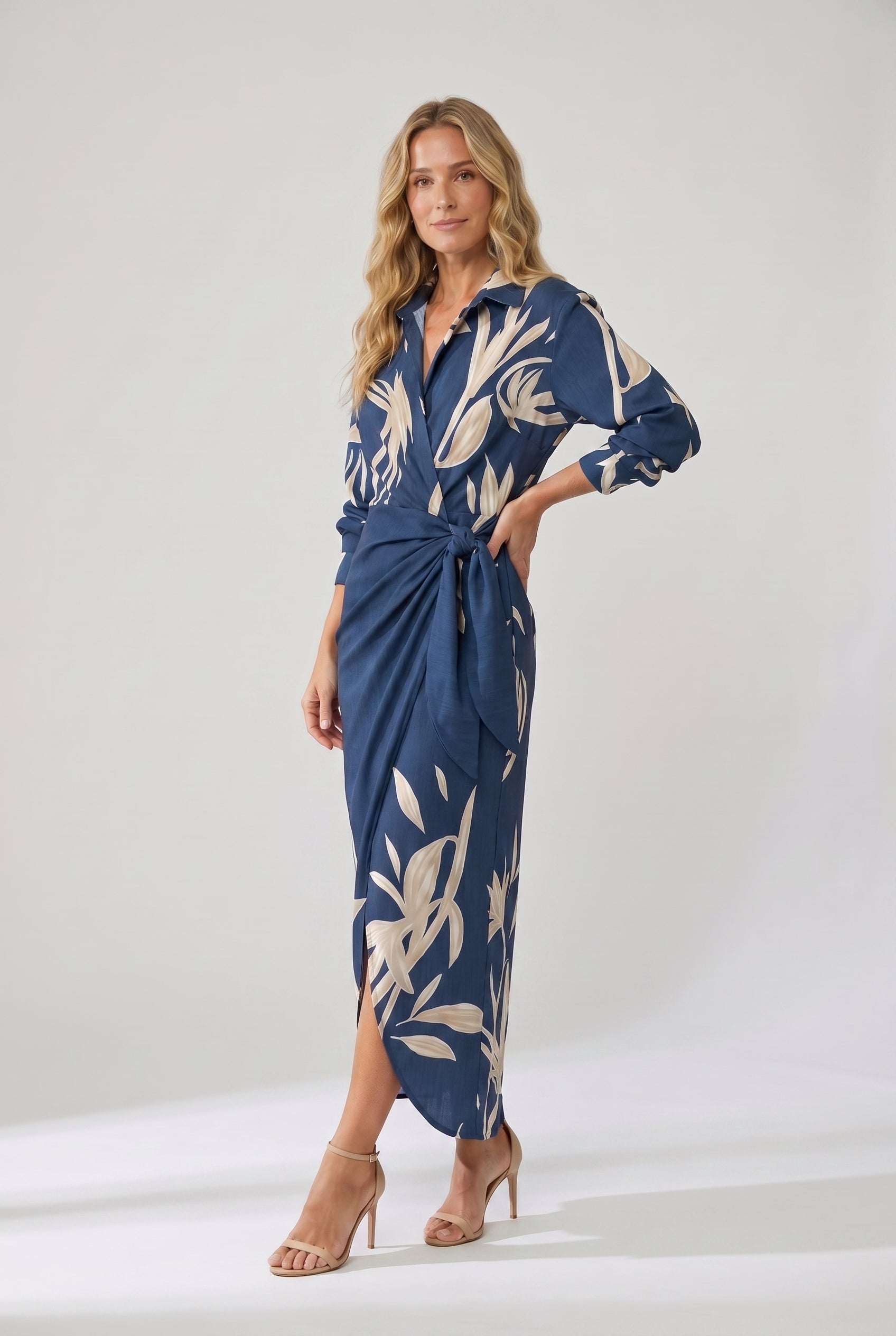 Women's wrap v-neck maxi vacation dress