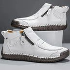 Men's zip-front ankle boots with rubber sole