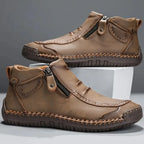 Men's zip-front ankle boots with rubber sole