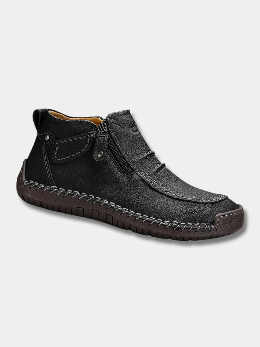 Men's zip-front ankle boots with rubber sole